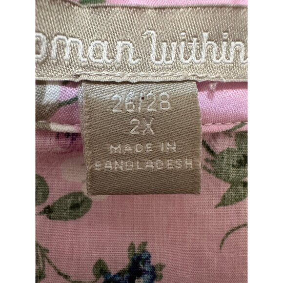 Woman Within Floral Button Up Collared Top Sz 2X Spring Bloomcore Easter Travel - Picture 3 of 14